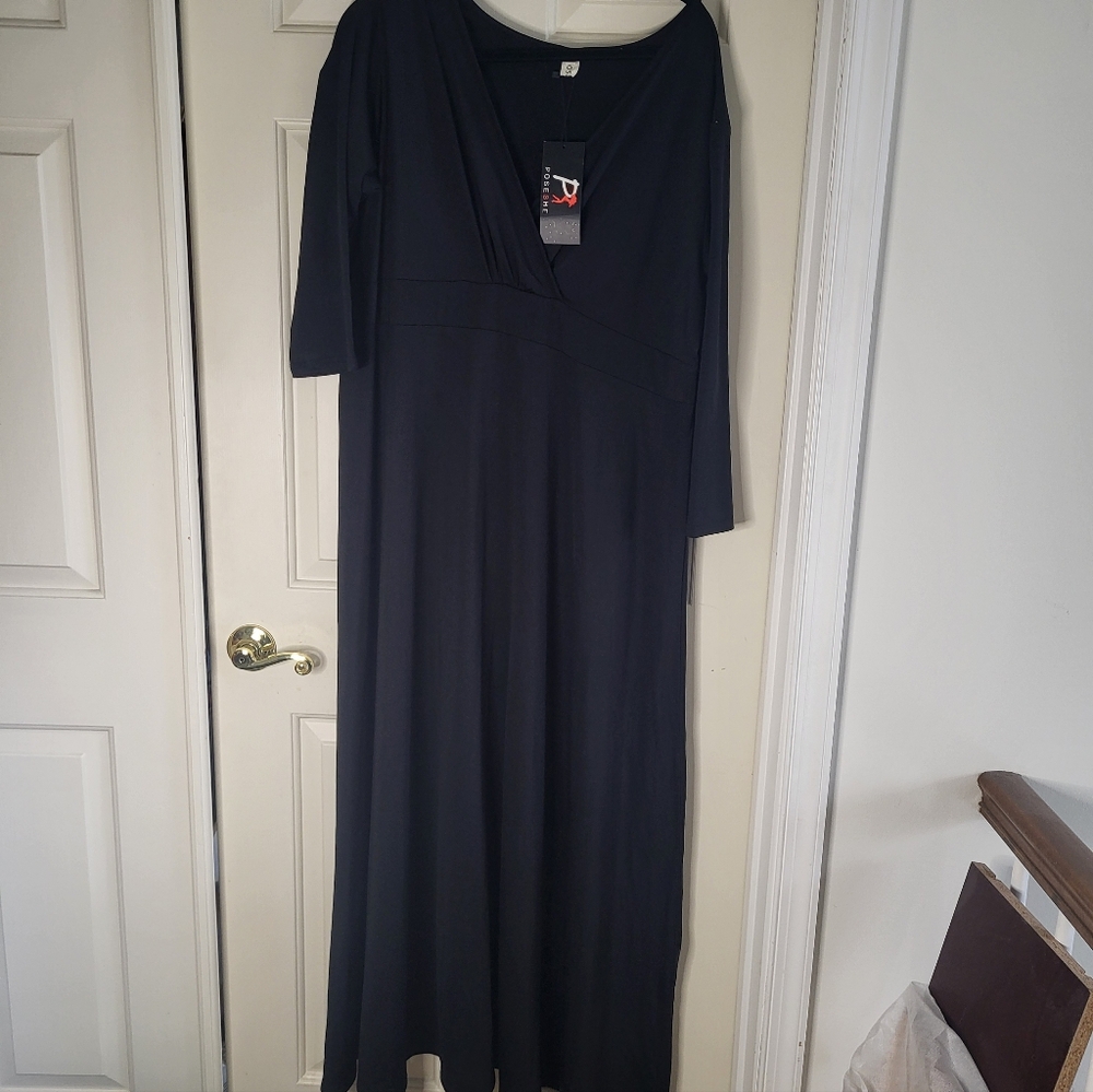 Black Long Sleeve Dress With Wrap Look Top